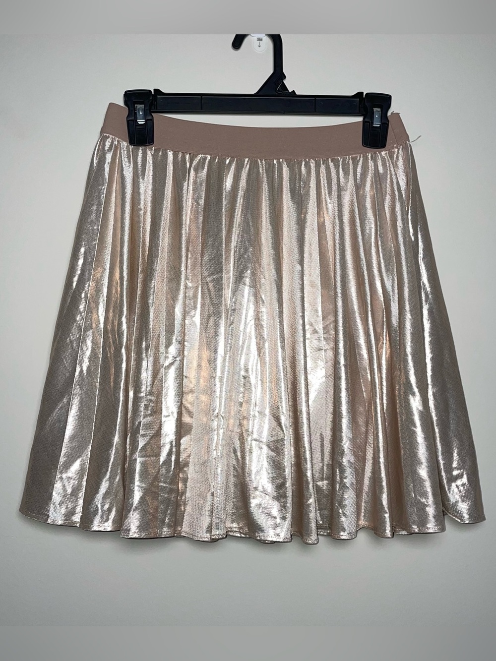 Alyce Paris S Champagne Shimmer Elastic Waist Lined Accordion Skirt